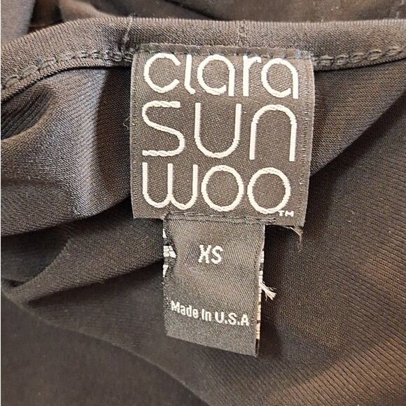 Clara Sun Woo Shirt Women's XS Black Minimalist Basic Boho Lagenlook Chic Tunic - Picture 2 of 6